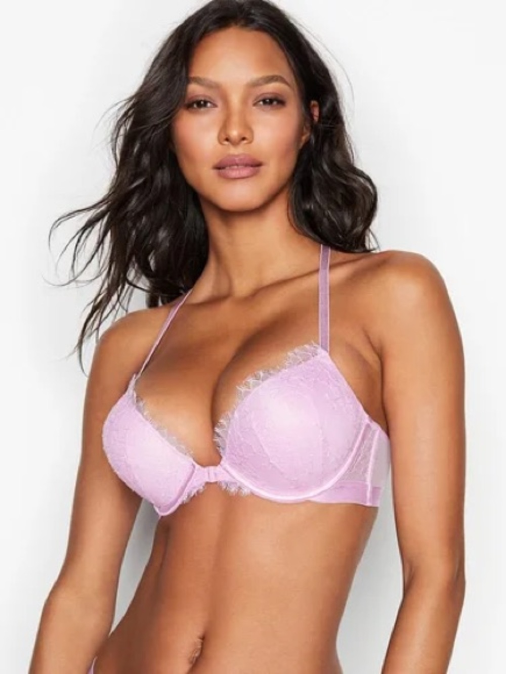 Victoria's Secret Bra Size 36C logo lavender lace very sexy push up